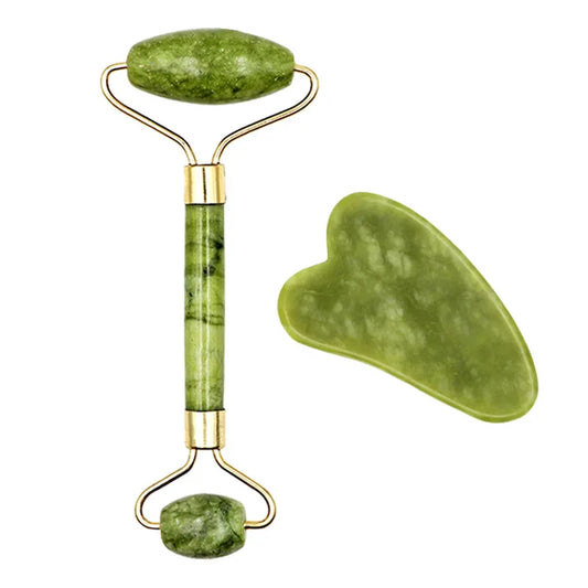 2pcs Gua Sha Massager Set for Face Care, Jade Rollers & Skin Lifting - Vitalis Collection
