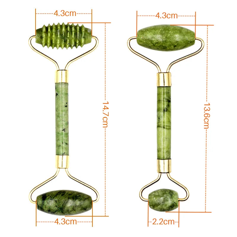 2pcs Gua Sha Massager Set for Face Care, Jade Rollers & Skin Lifting - Vitalis Collection