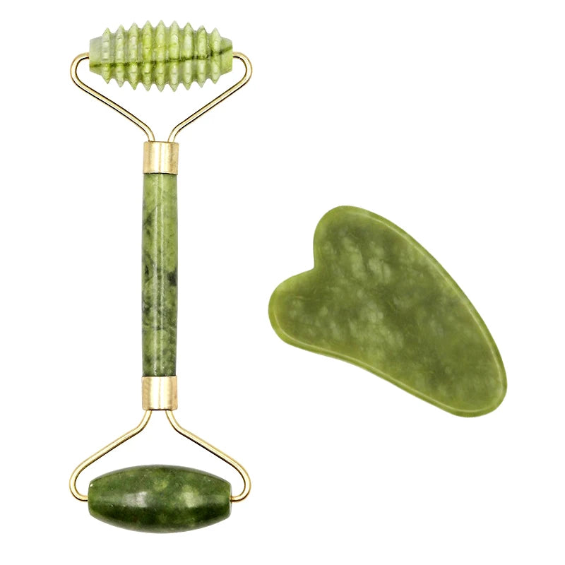2pcs Gua Sha Massager Set for Face Care, Jade Rollers & Skin Lifting - Vitalis Collection