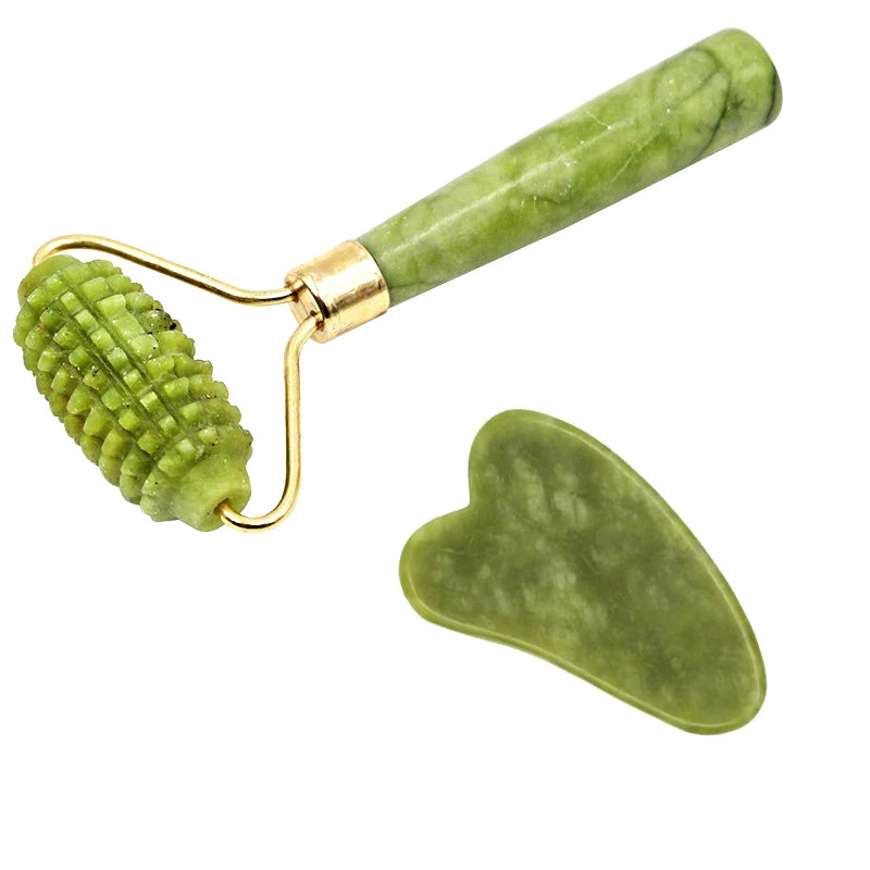 2pcs Gua Sha Massager Set for Face Care, Jade Rollers & Skin Lifting - Vitalis Collection
