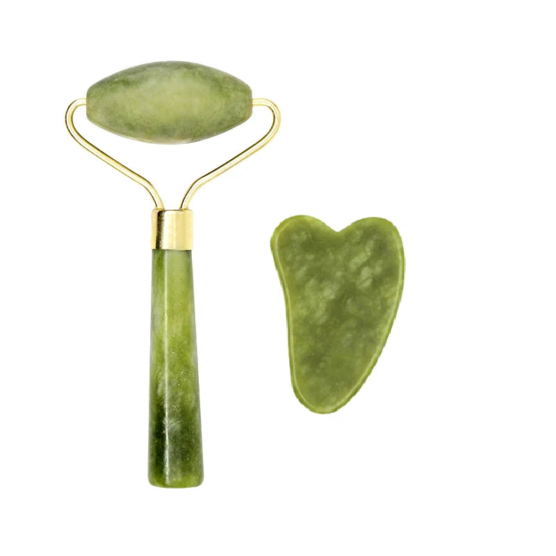 2pcs Gua Sha Massager Set for Face Care, Jade Rollers & Skin Lifting - Vitalis Collection