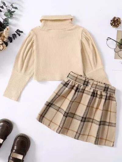 Turtleneck Long Sleeve Top and Skirt Set - Vitalis Collection
