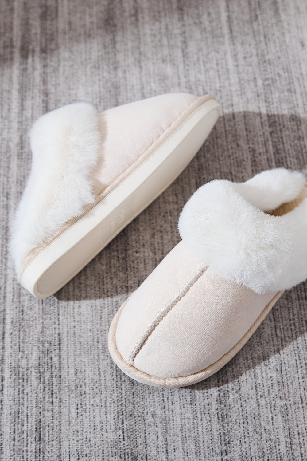 Faux Fur Round Toe Slippers - Vitalis Collection