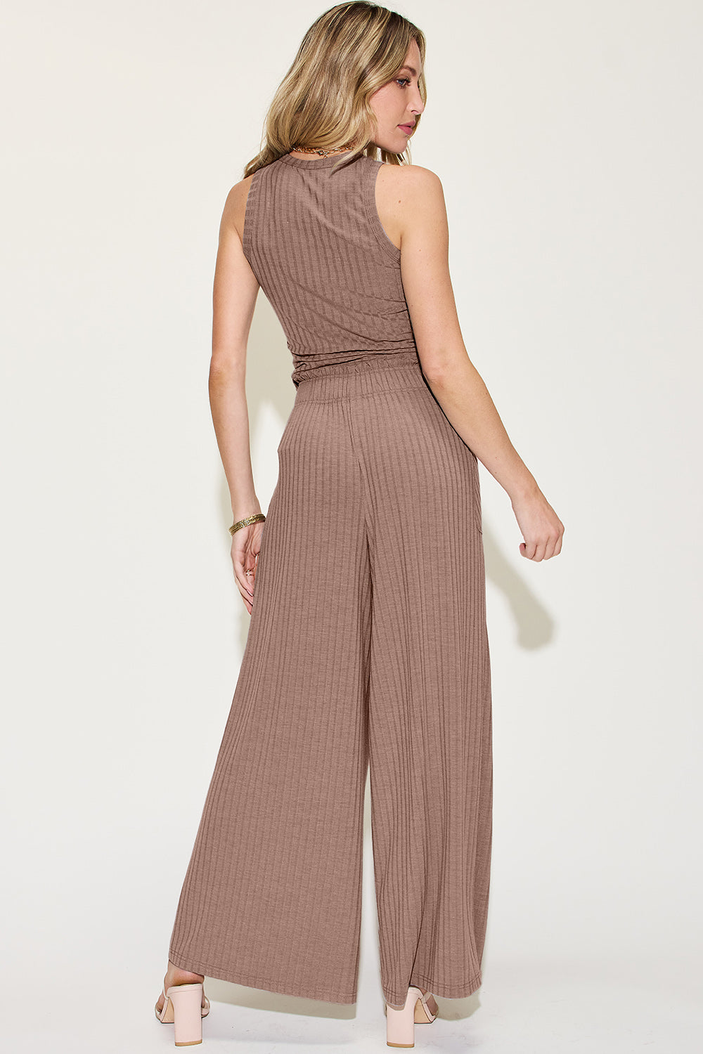 Basic Bae Full Size Ribbed Tank and Wide Leg Pants Set - Vitalis Collection