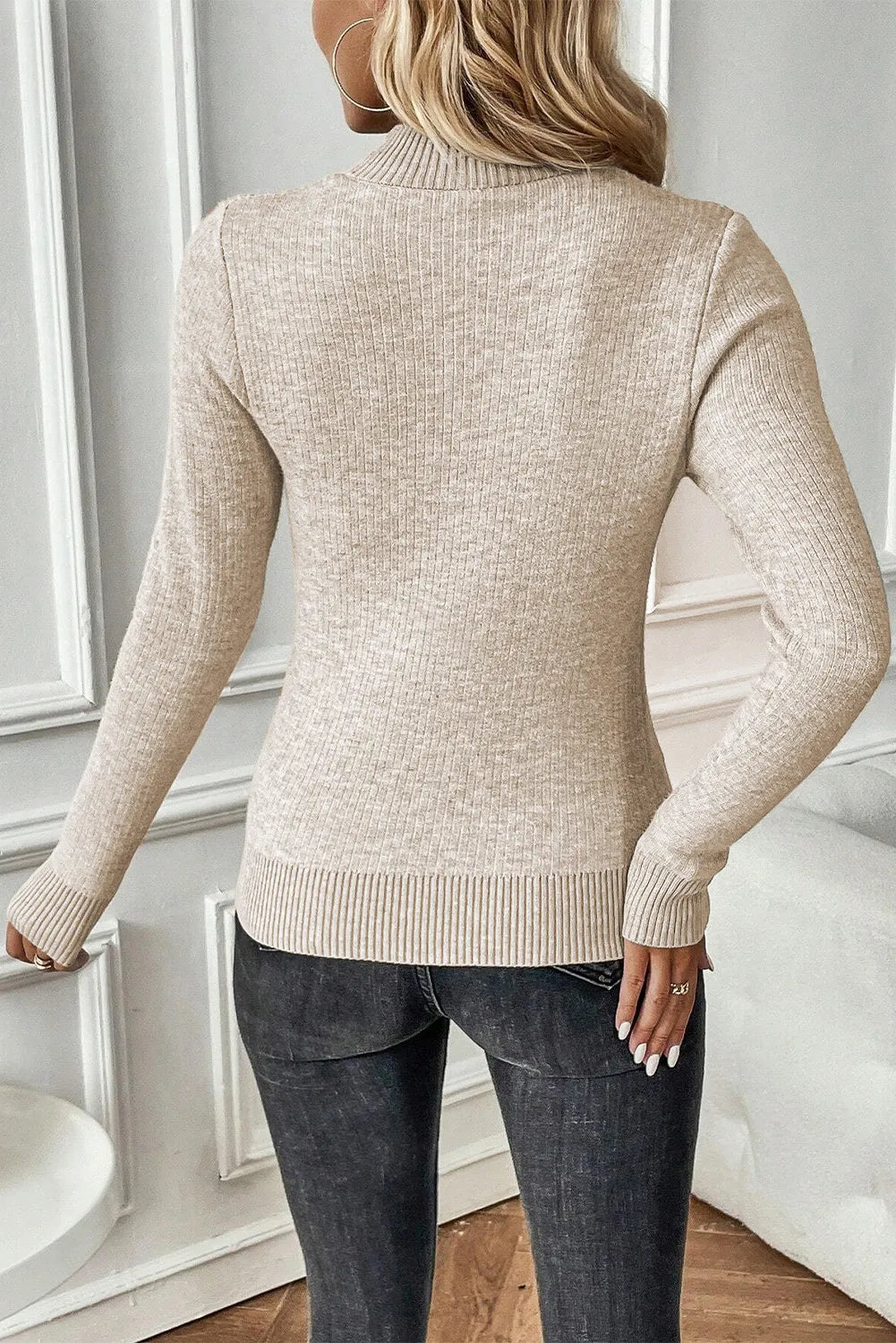Mock Neck Long Sleeve Sweater - Vitalis Collection