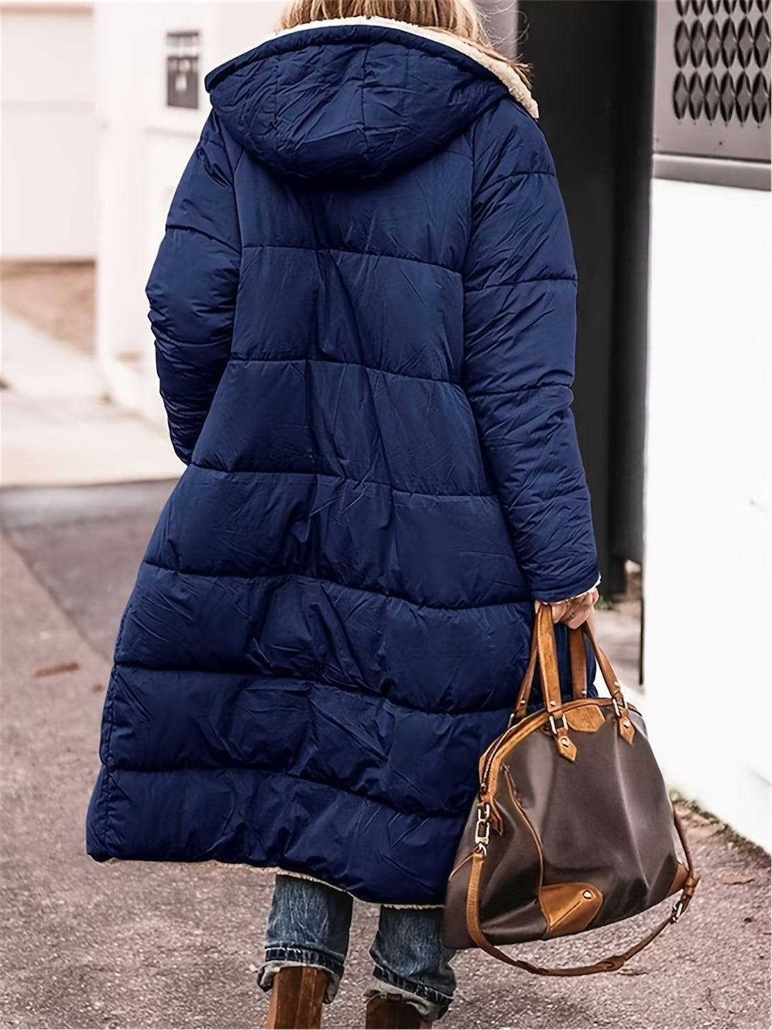 Full Size Zip Up Sherpa Hooded Coat - Vitalis Collection