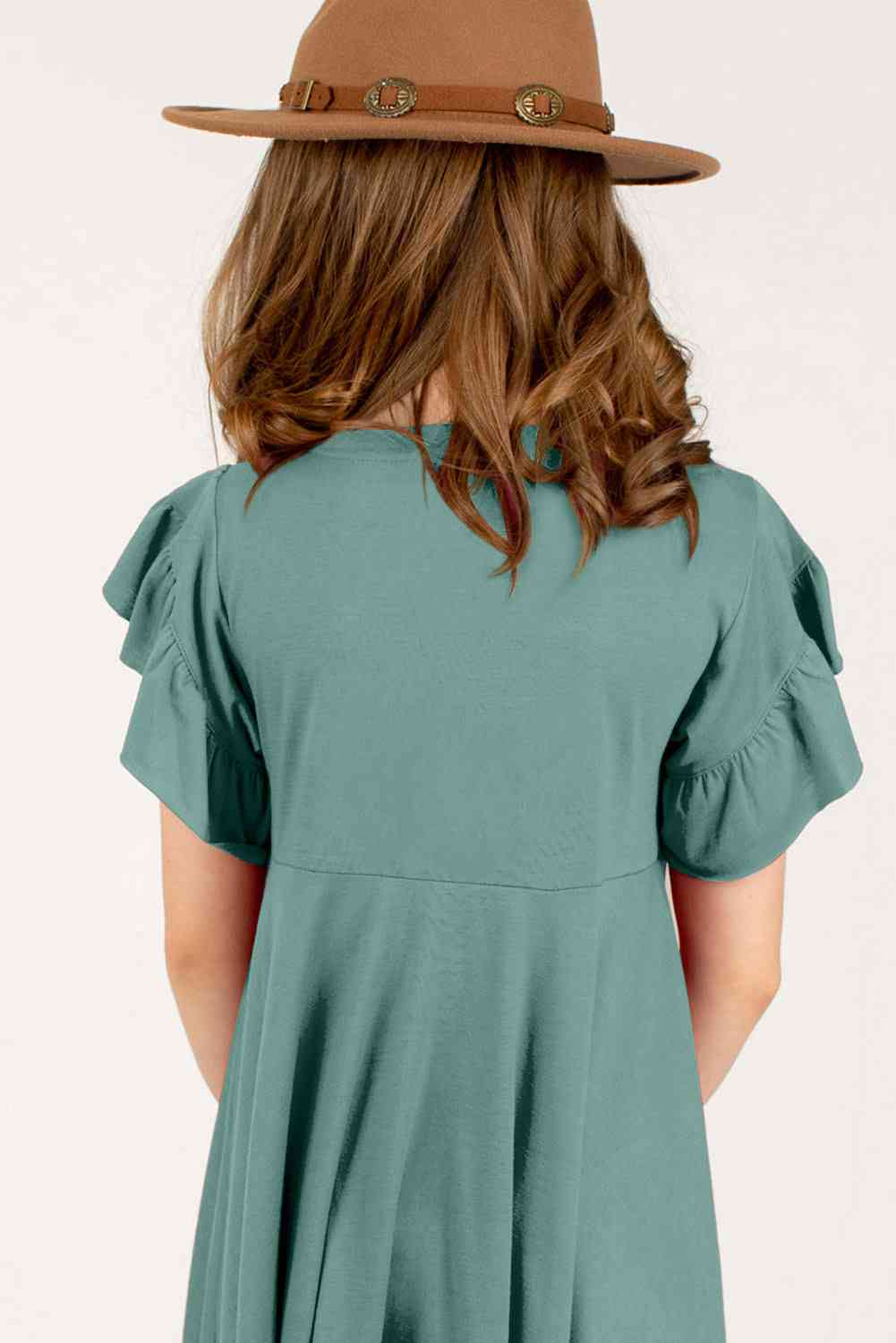 Round Neck Petal Sleeve Dress - Vitalis Collection