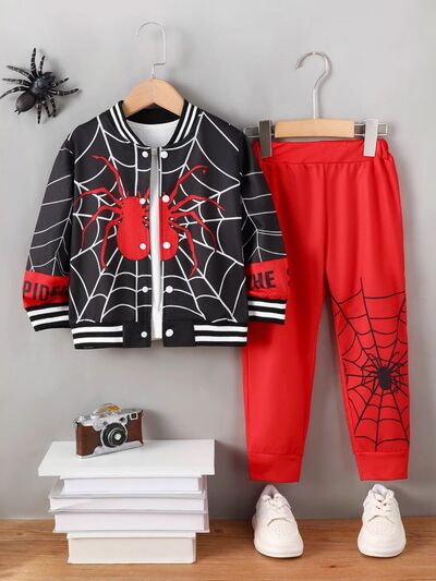 Spider Baseball Collar Top and Pants Set - Vitalis Collection