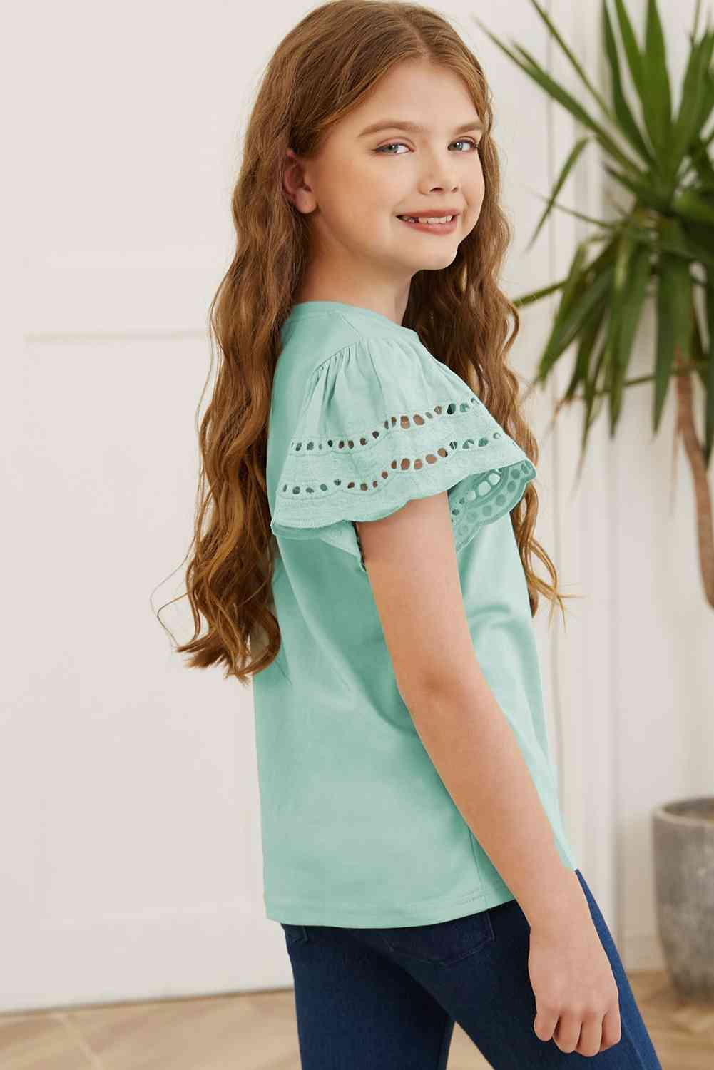 Round Neck Flutter Sleeve T-Shirt - Vitalis Collection