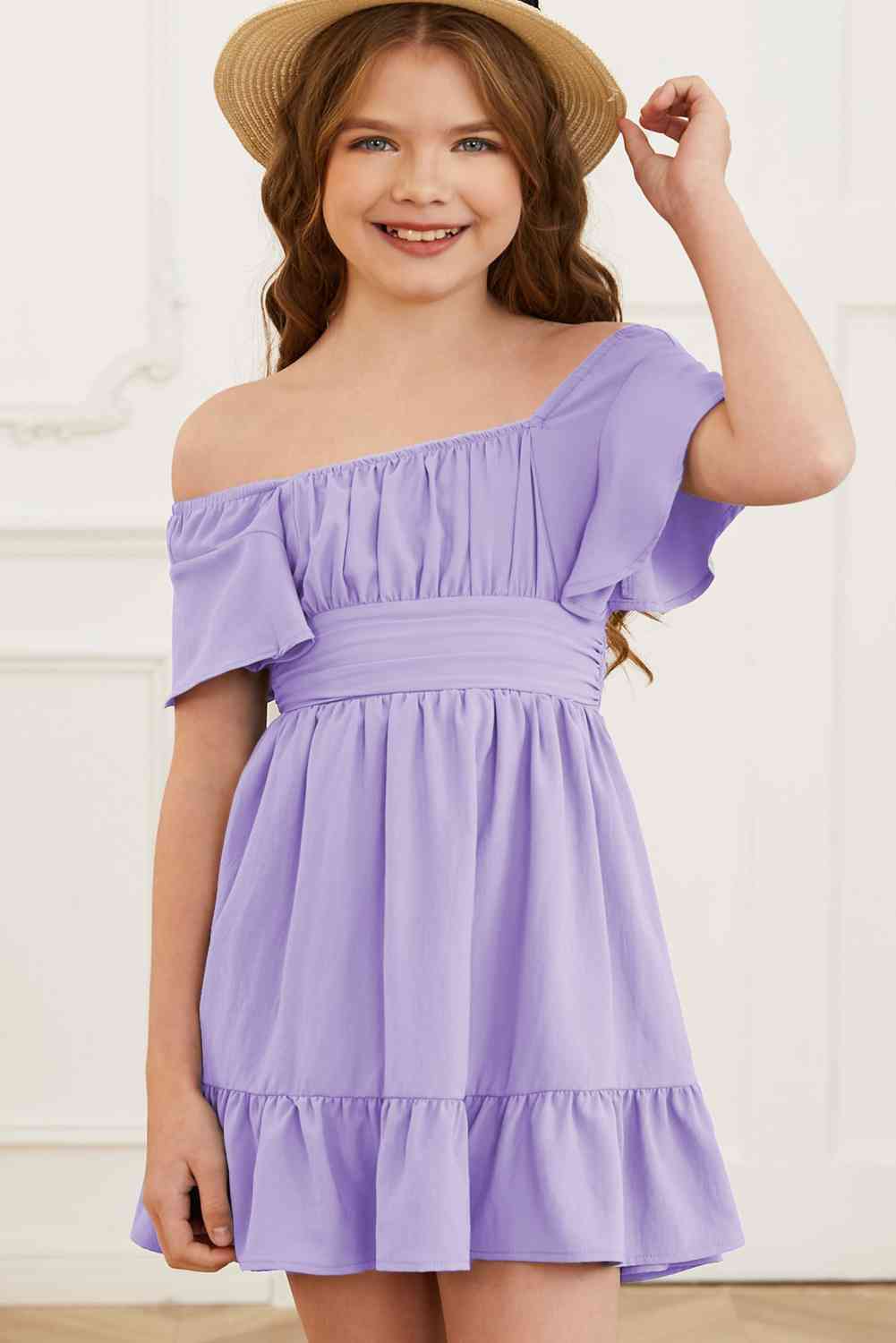 Ruffle Hem Tie-Back Flutter Sleeve Dress - Vitalis Collection