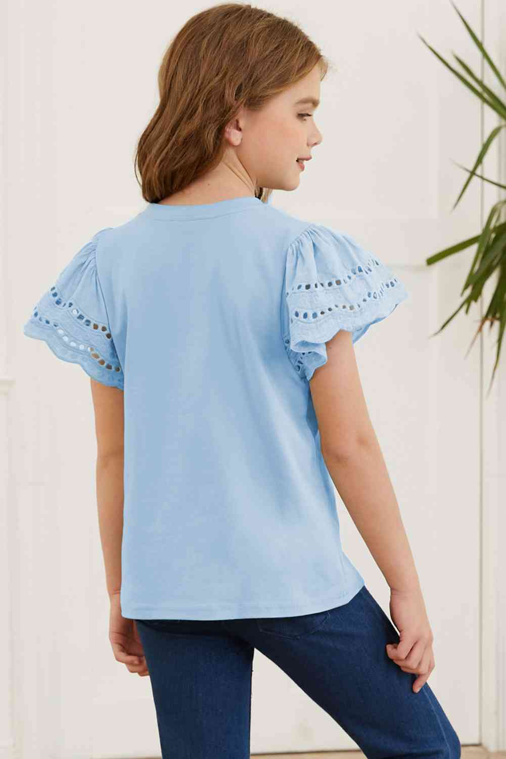 Round Neck Flutter Sleeve T-Shirt - Vitalis Collection
