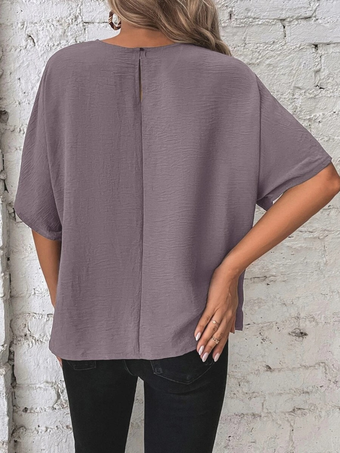 Knotted Round Neck Half Sleeve Blouse - Vitalis Collection
