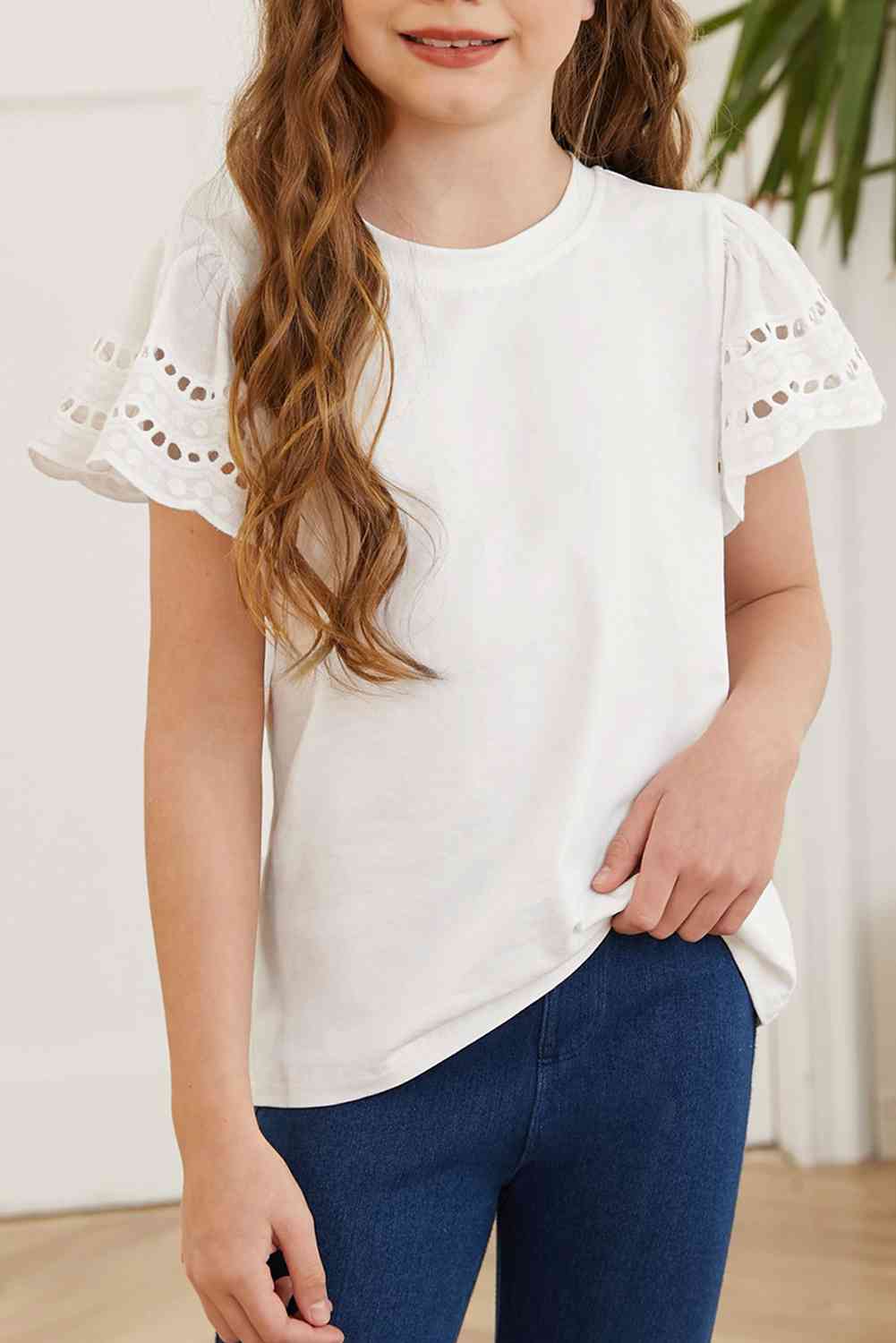 Round Neck Flutter Sleeve T-Shirt - Vitalis Collection