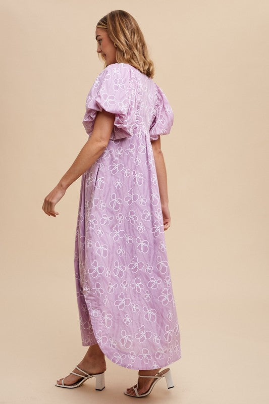 Floral Smock Detail Puff Sleeve Dress - Vitalis Collection