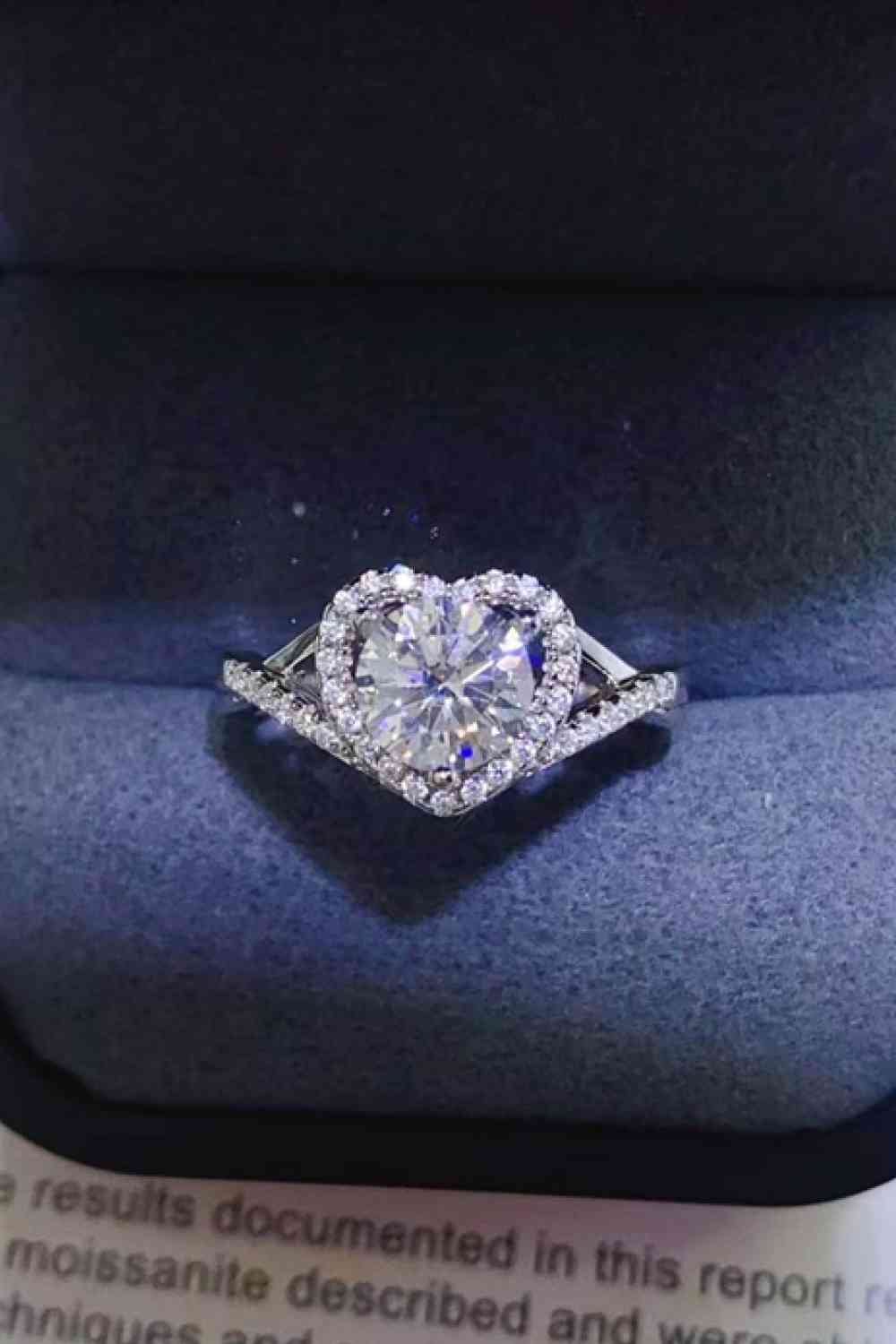 Adored 1 Carat Moissanite 925 Sterling Silver Heart Ring - Vitalis Collection