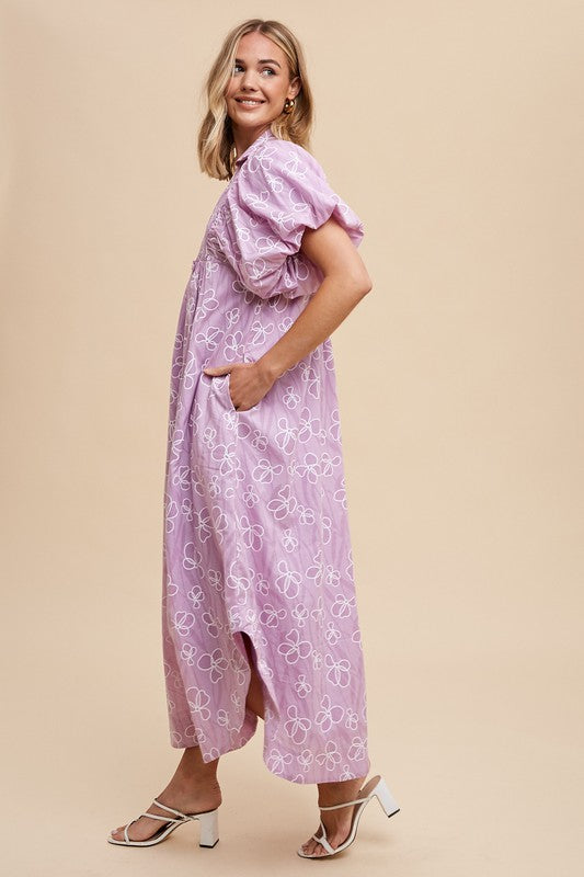 Floral Smock Detail Puff Sleeve Dress - Vitalis Collection