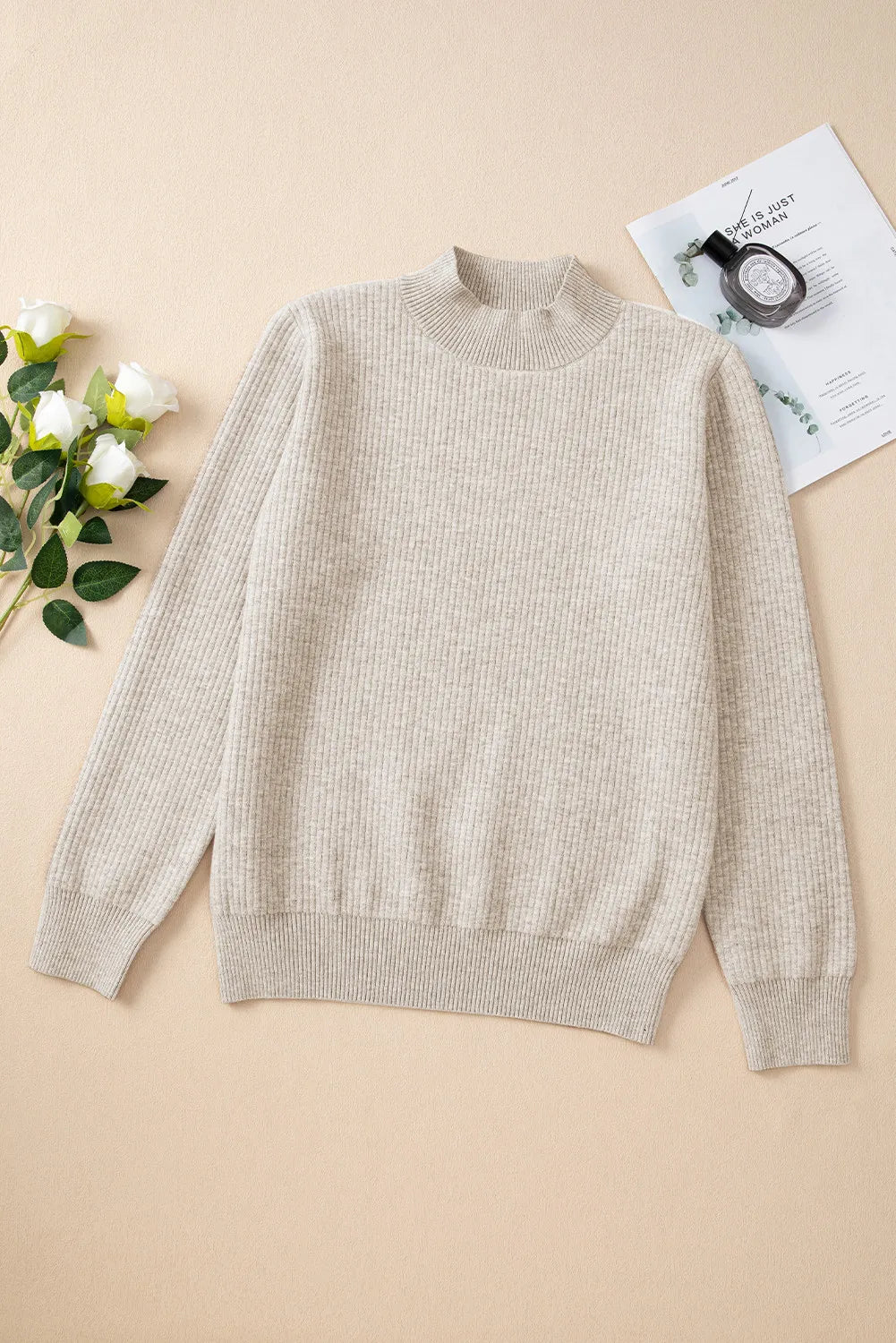 Mock Neck Long Sleeve Sweater - Vitalis Collection