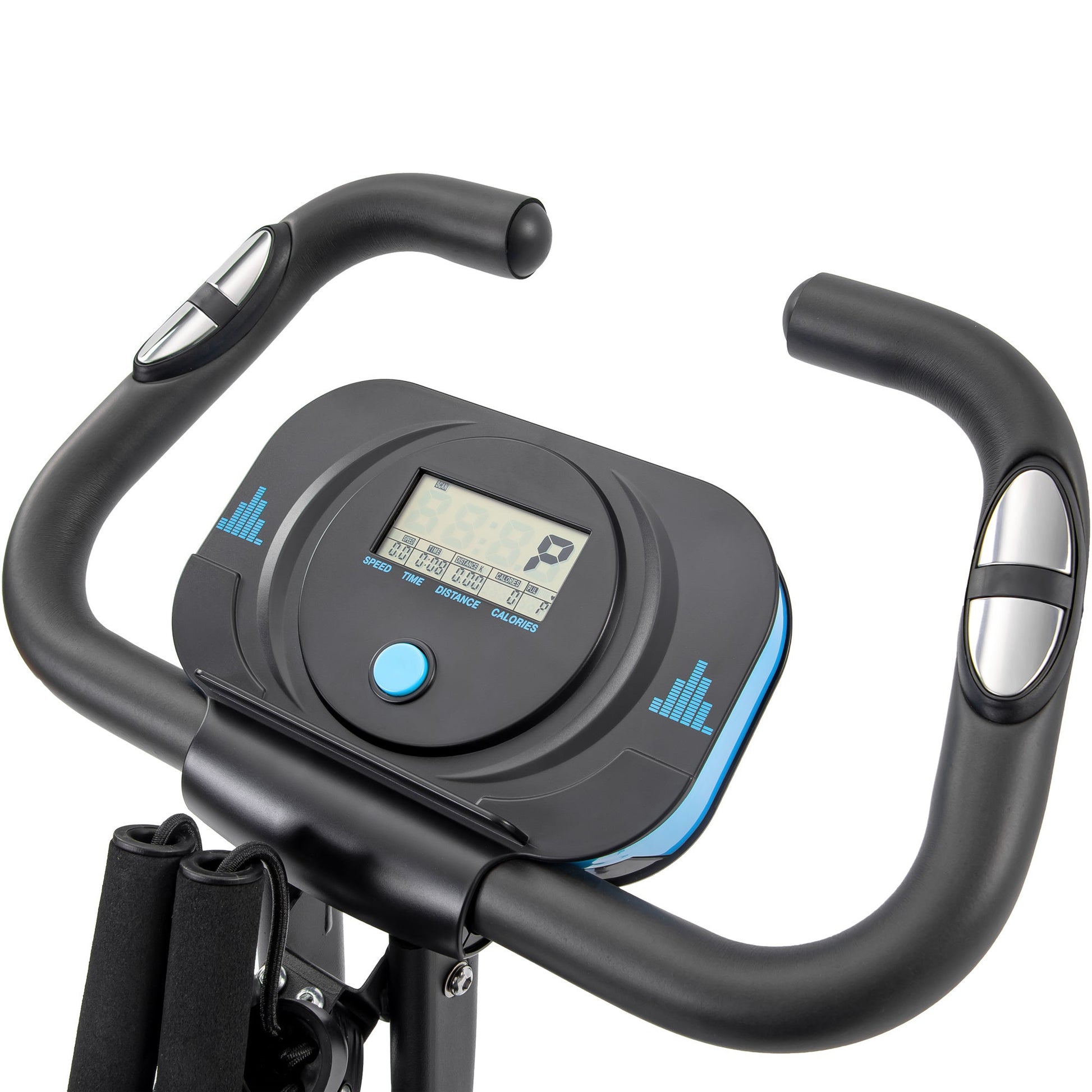Folding Exercise Bike, Fitness Upright and Recumbent X-Bike With 10-Level Adjustable Resistance, Arm Bands and Backrest - Vitalis Collection