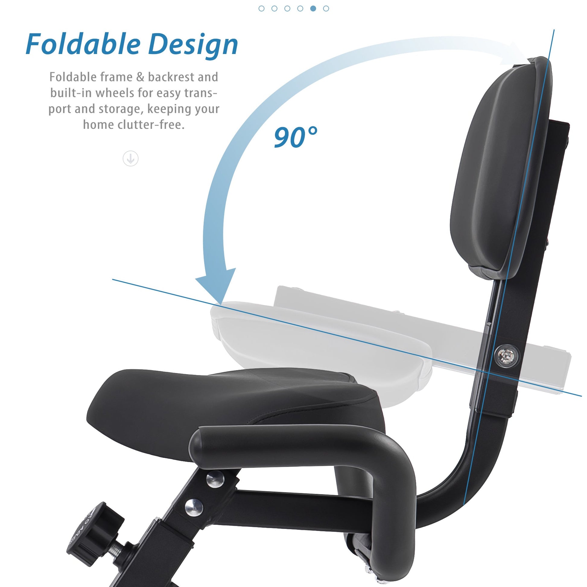 Folding Exercise Bike, Fitness Upright and Recumbent X-Bike With 10-Level Adjustable Resistance, Arm Bands and Backrest - Vitalis Collection