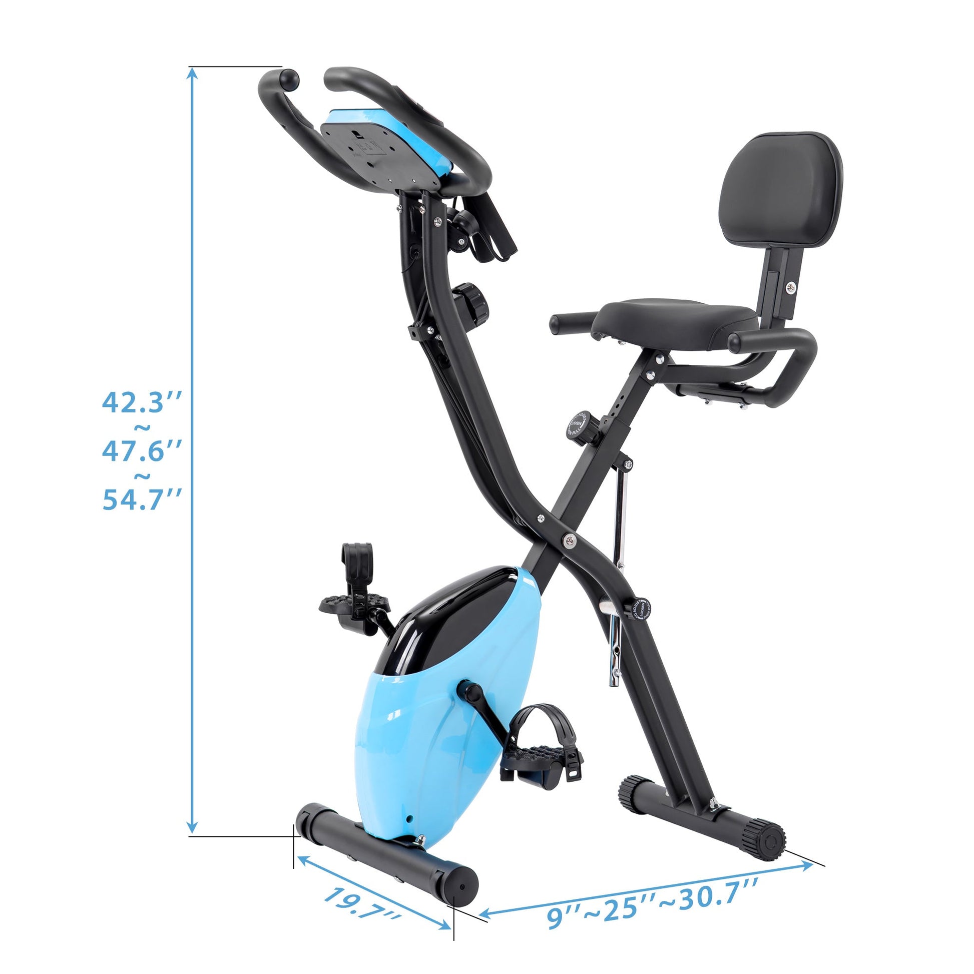 Folding Exercise Bike, Fitness Upright and Recumbent X-Bike With 10-Level Adjustable Resistance, Arm Bands and Backrest - Vitalis Collection