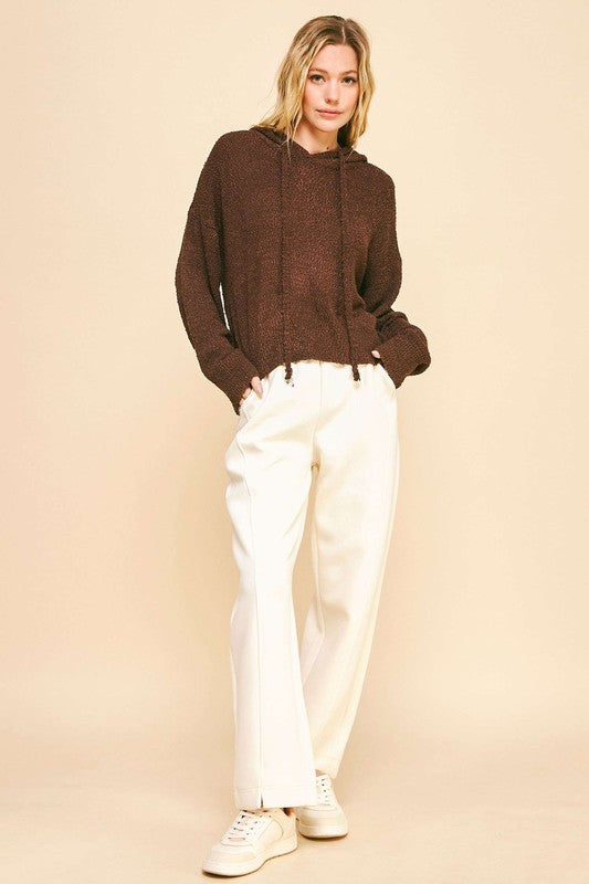 Drop Shoulder Long Sleeve Hooded Sweater - Vitalis Collection