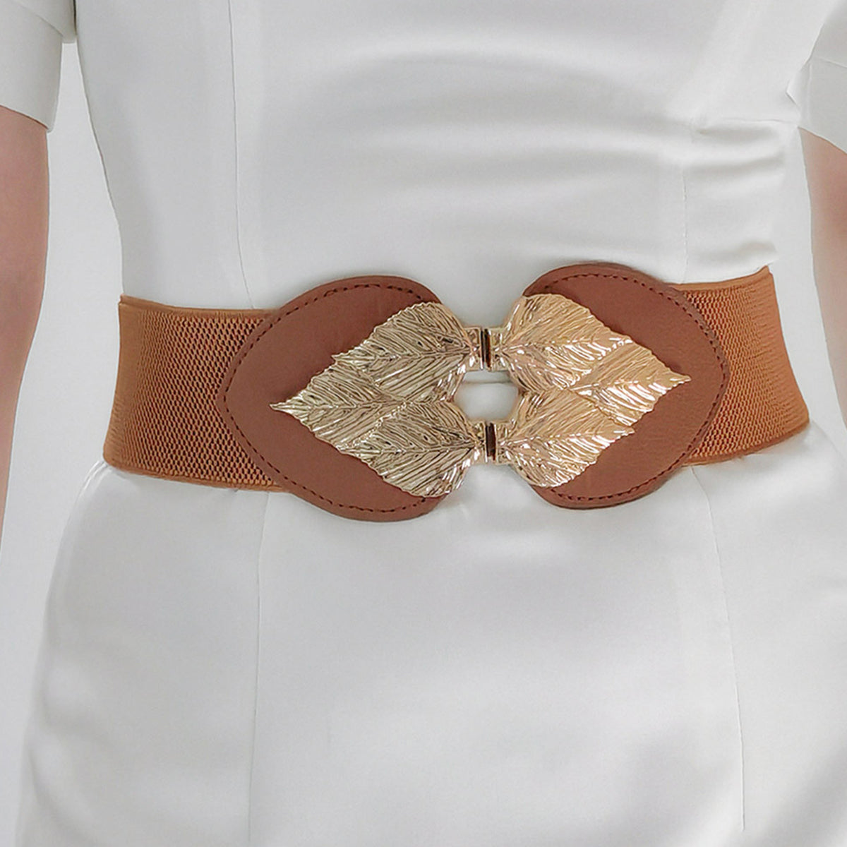Alloy Leaf Buckle Elastic Belt - Vitalis Collection