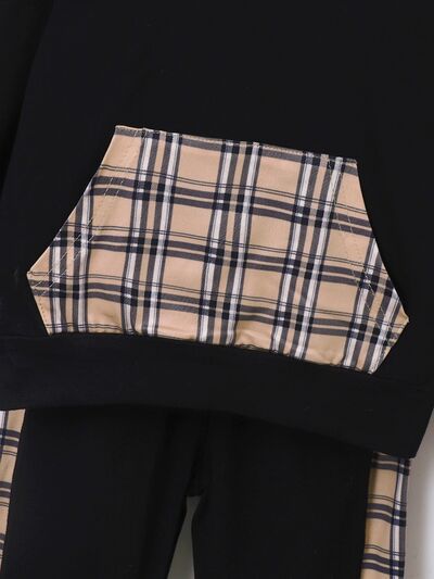 Plaid Long Sleeve Hoodie and Pants Set - Vitalis Collection
