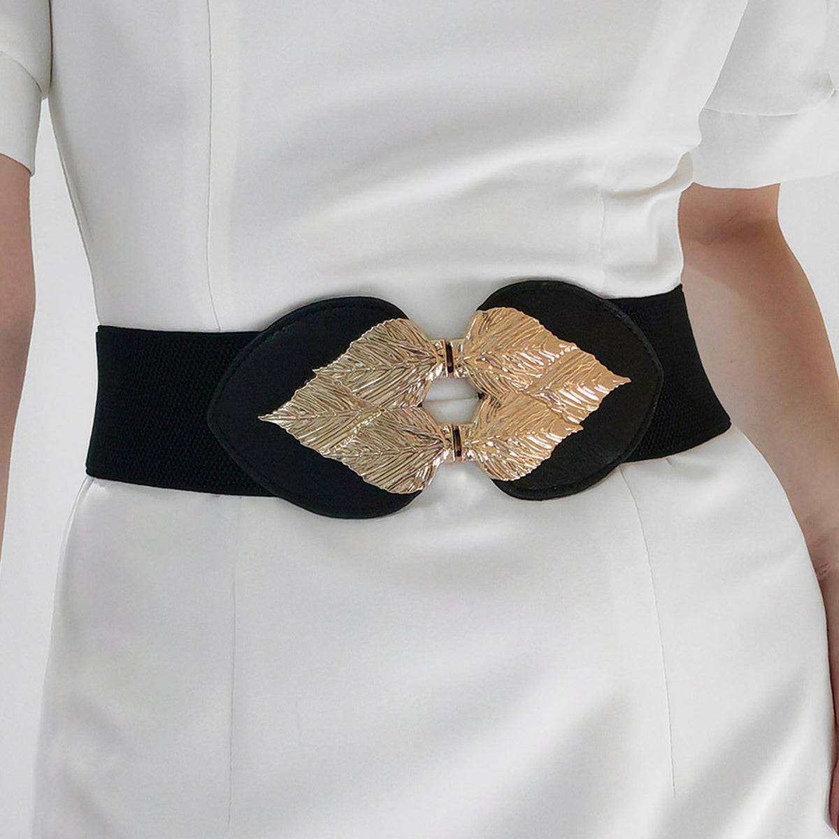 Alloy Leaf Buckle Elastic Belt - Vitalis Collection