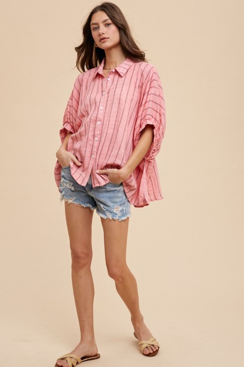 Striped Button Up Half Sleeve Shirt - Vitalis Collection