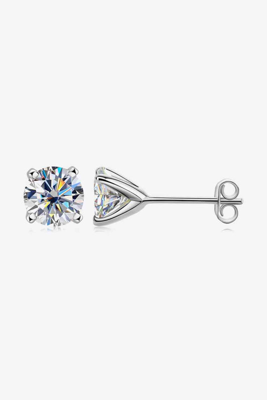 925 Sterling Silver 1 Carat Moissanite 4-Prong Stud Earrings - Vitalis Collection