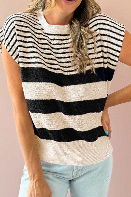 Striped Round Neck Sweater Vest - Vitalis Collection