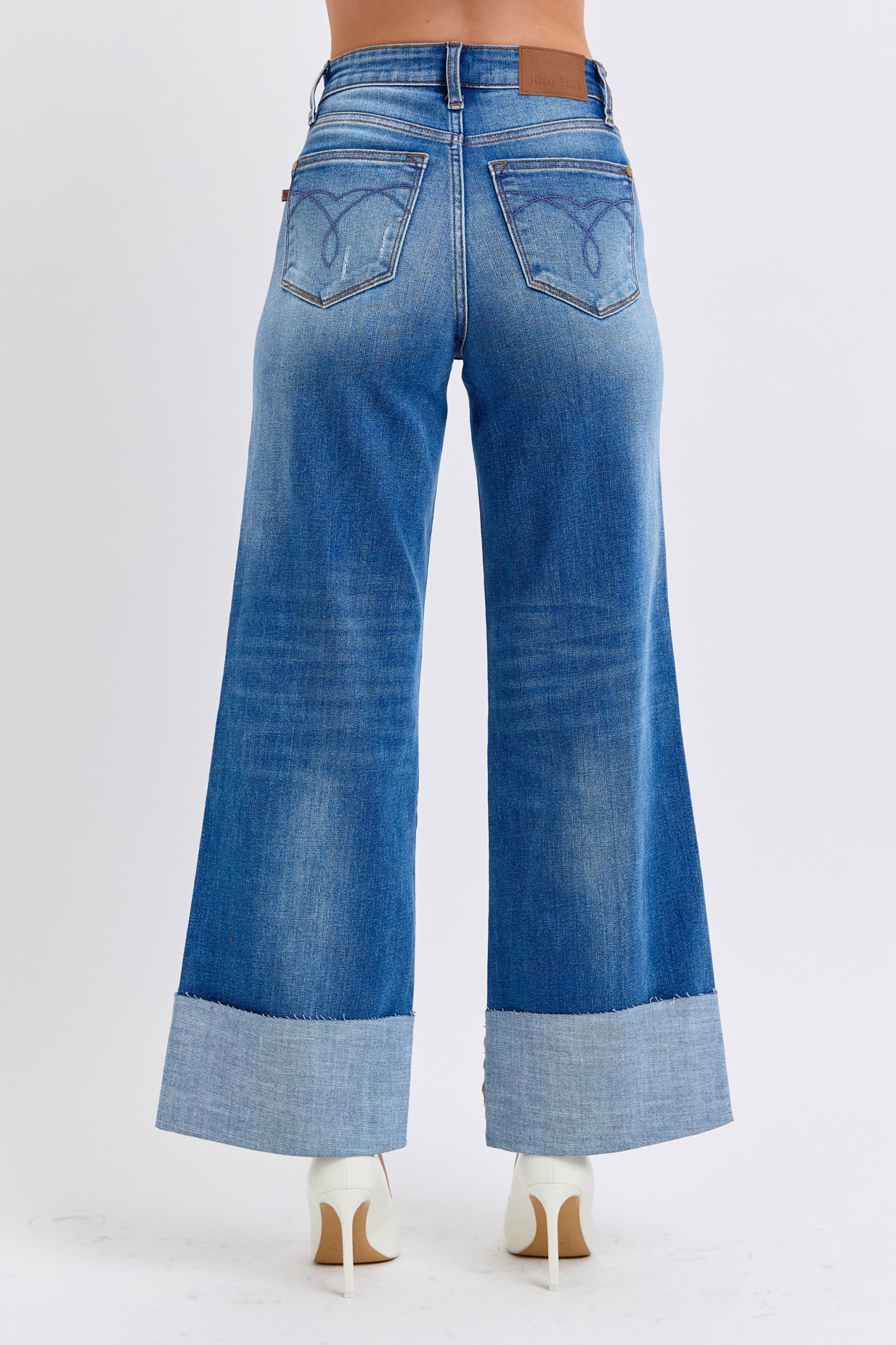 Judy Blue Full Size Distressed High Waist Wide Leg Jeans - Vitalis Collection
