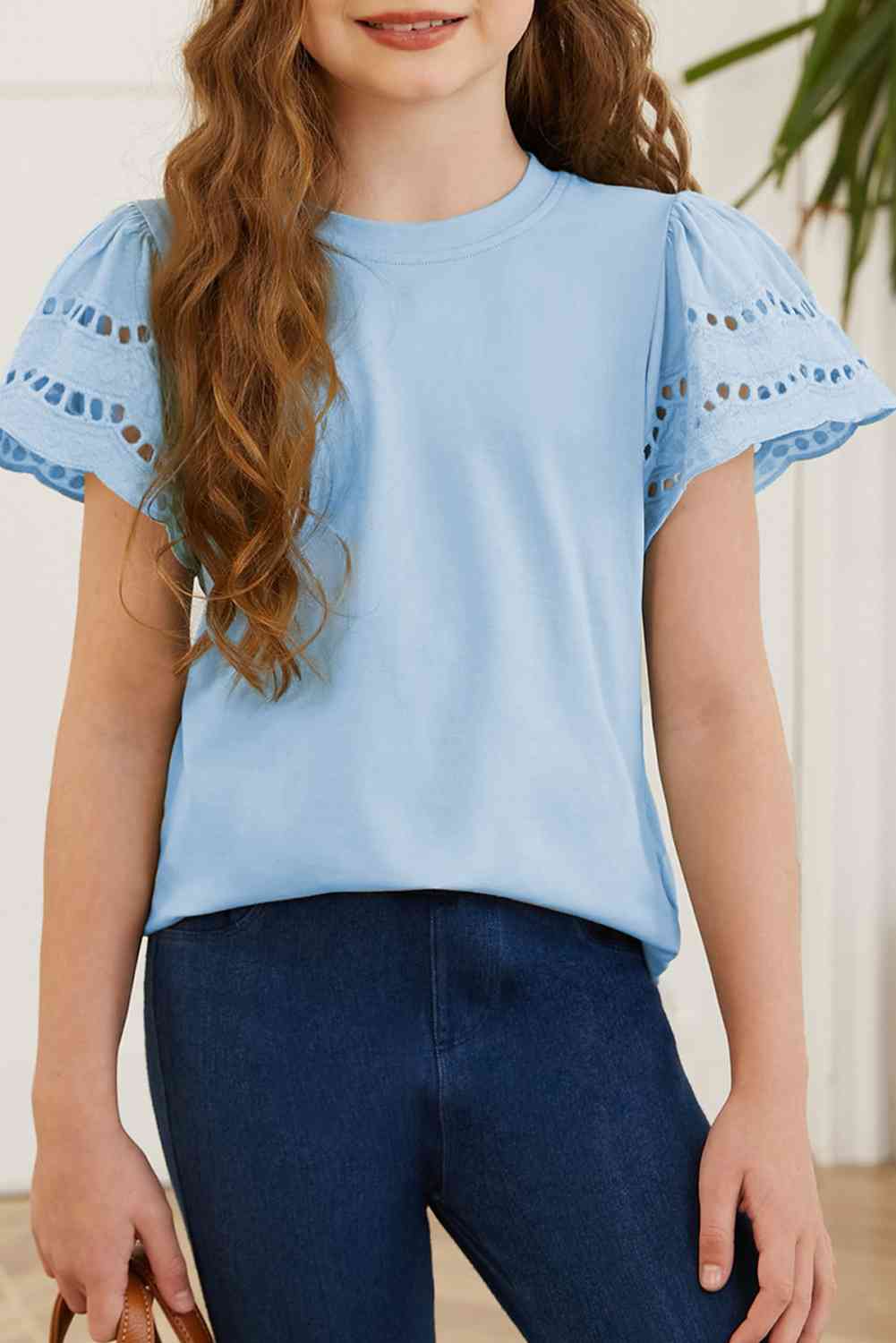 Round Neck Flutter Sleeve T-Shirt - Vitalis Collection