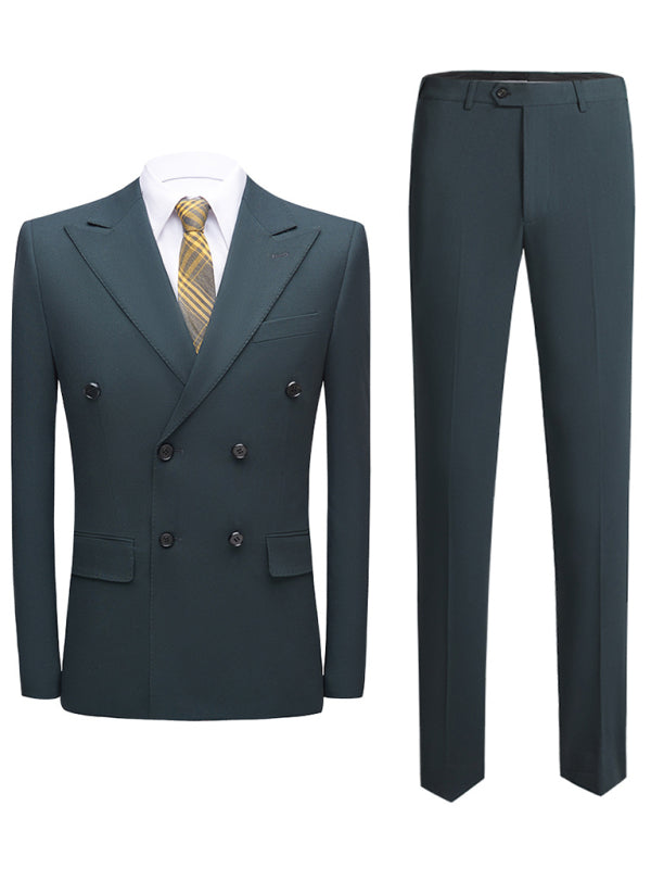 Men's Business Double-Breasted Woven Blazer Set - Vitalis Collection