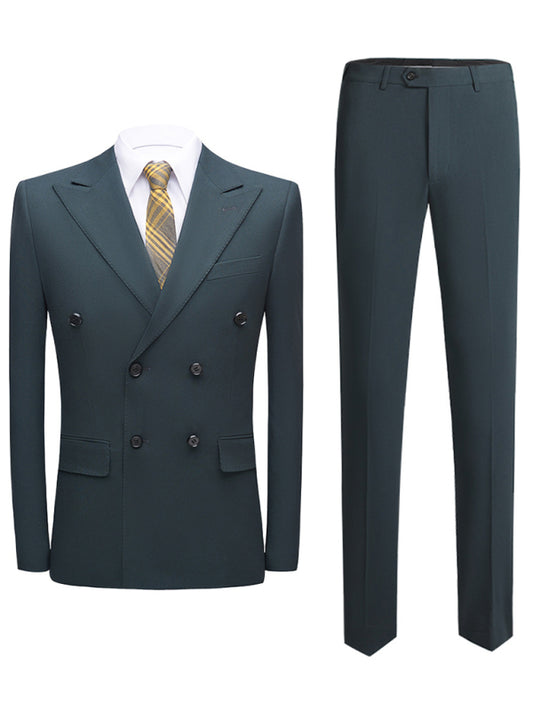 Men's Business Double-Breasted Woven Blazer Set - Vitalis Collection