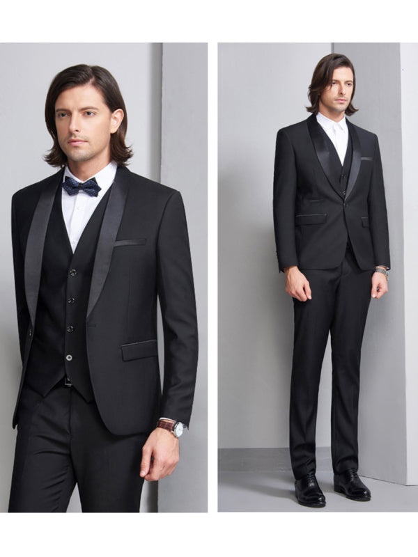Men's Elegant Lapel Collar Knit Business Suit - Vitalis Collection