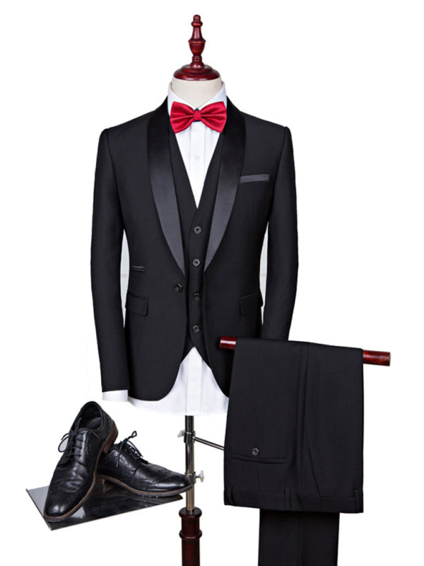Men's Elegant Lapel Collar Knit Business Suit - Vitalis Collection