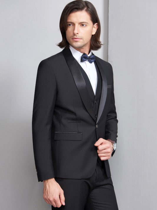 Men's Elegant Lapel Collar Knit Business Suit - Vitalis Collection