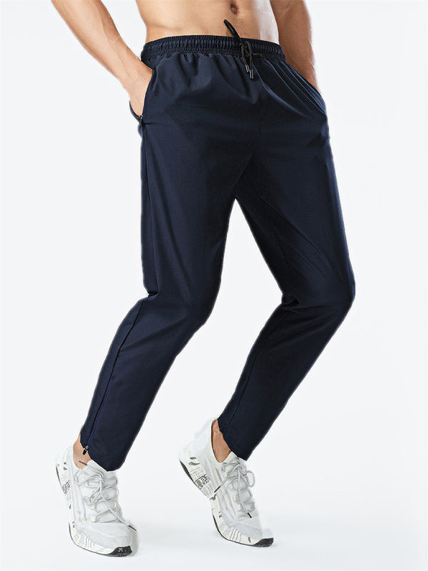 Ice silk quick-drying breathable fitness drawstring casual side zipper trousers - Vitalis Collection
