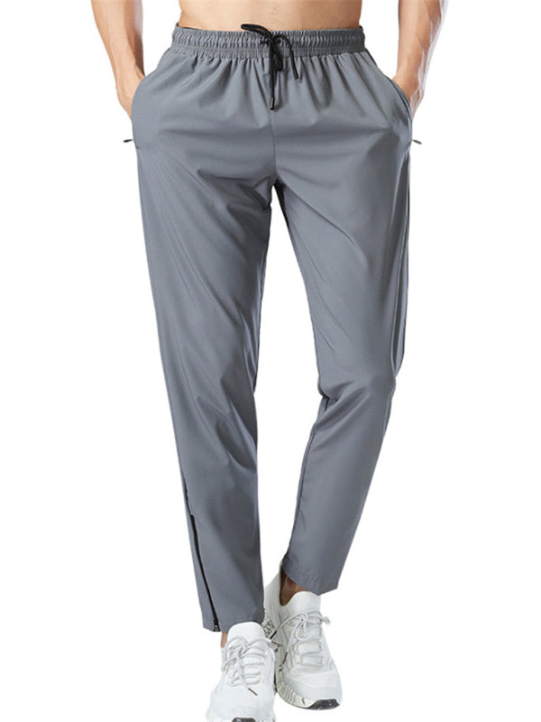 Ice silk quick-drying breathable fitness drawstring casual side zipper trousers - Vitalis Collection