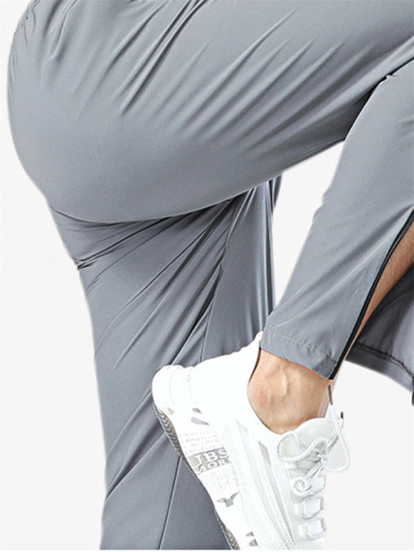 Ice silk quick-drying breathable fitness drawstring casual side zipper trousers - Vitalis Collection