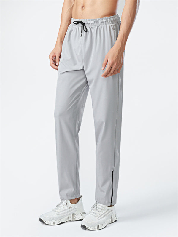 Ice silk quick-drying breathable fitness drawstring casual side zipper trousers - Vitalis Collection