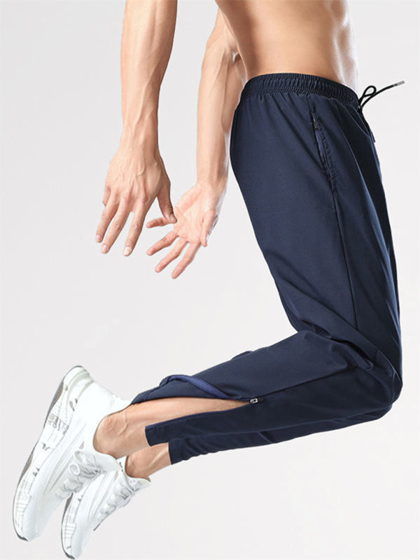 Ice silk quick-drying breathable fitness drawstring casual side zipper trousers - Vitalis Collection