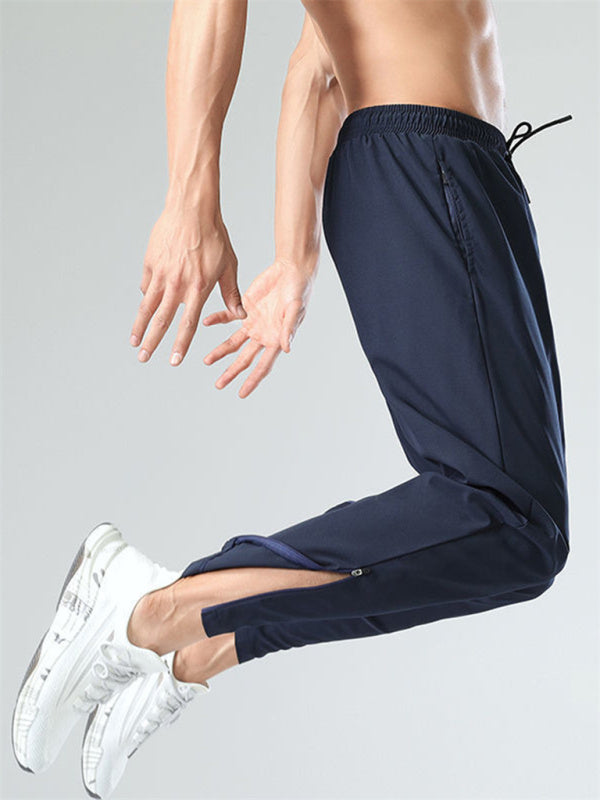 Ice silk quick-drying breathable fitness drawstring casual side zipper trousers - Vitalis Collection