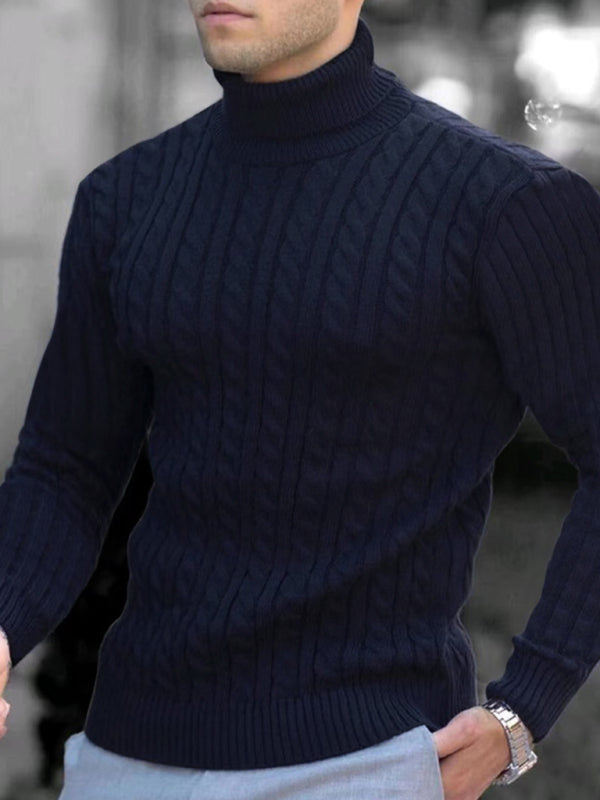 Men's turtleneck casual tight stretch sweater - Vitalis Collection