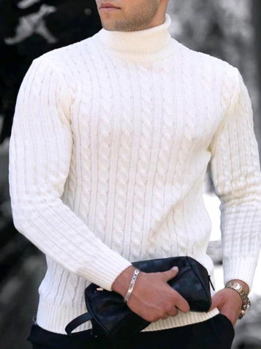 Men's turtleneck casual tight stretch sweater - Vitalis Collection