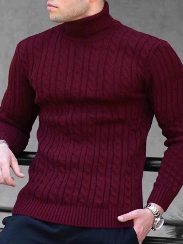 Men's turtleneck casual tight stretch sweater - Vitalis Collection