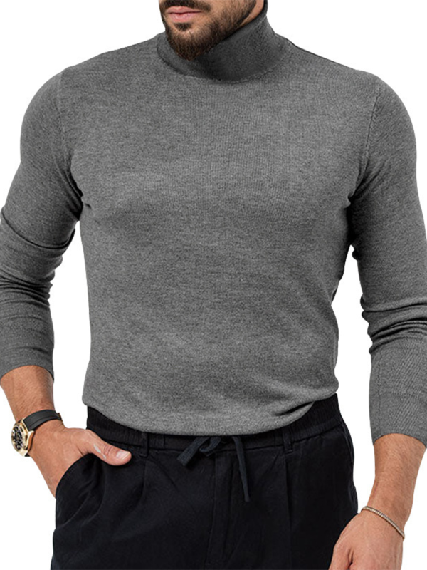 Simple base shirt high collar long sleeve T-shirt - Vitalis Collection