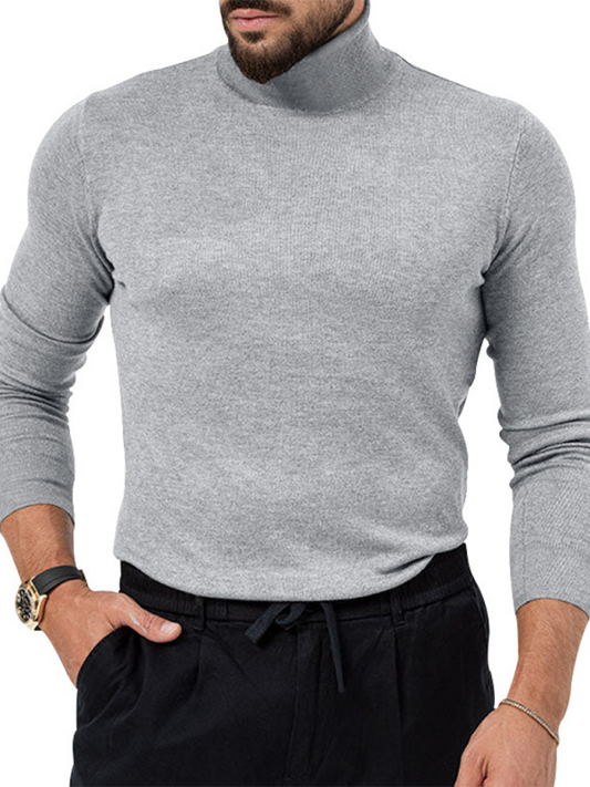 Simple base shirt high collar long sleeve T-shirt - Vitalis Collection