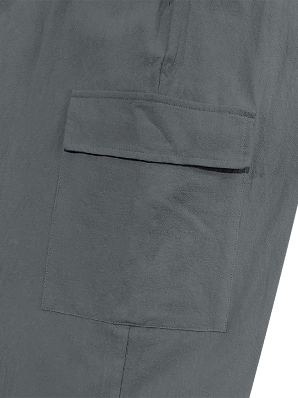 Casual cuffs, multi-pocket drawstrings, solid color, loose large size drawstring trousers - Vitalis Collection